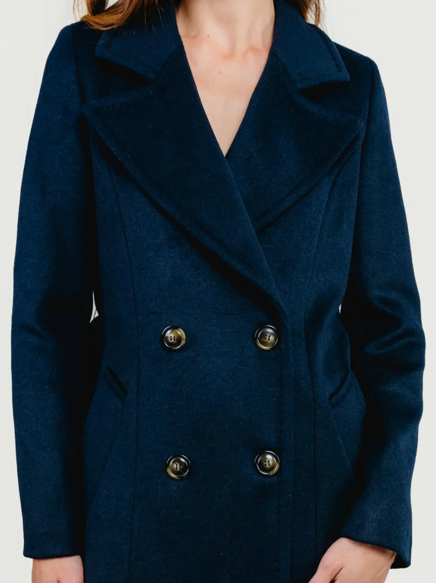 CAPPOTTO DOPPIOPETTO CON CINTURA BLU NAVY - immagine 5