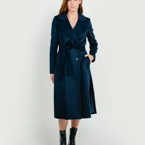 CAPPOTTO DOPPIOPETTO CON CINTURA BLU NAVY