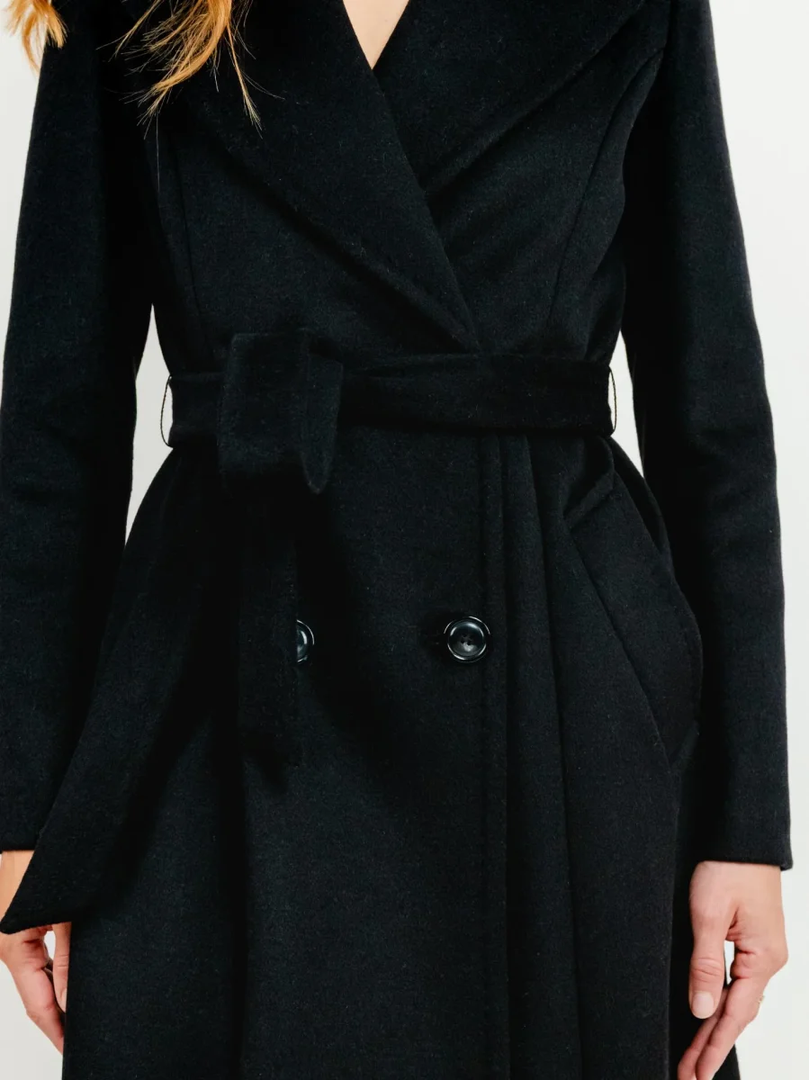 CAPPOTTO DOPPIOPETTO CON CINTURA NERO - immagine 5