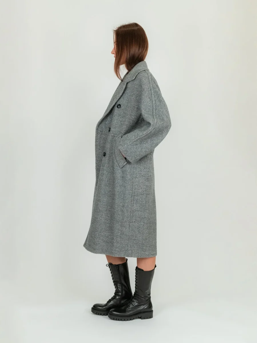 CAPPOTTO DOPPIOPETTO GRIGIO SPIGATO - immagine 3