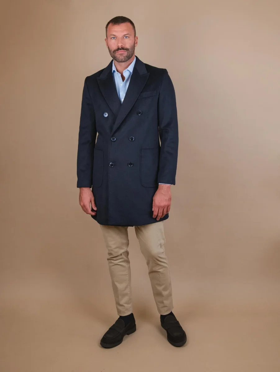 CAPPOTTO DOPPIOPETTO IN MISTO LANA BLU - immagine 5