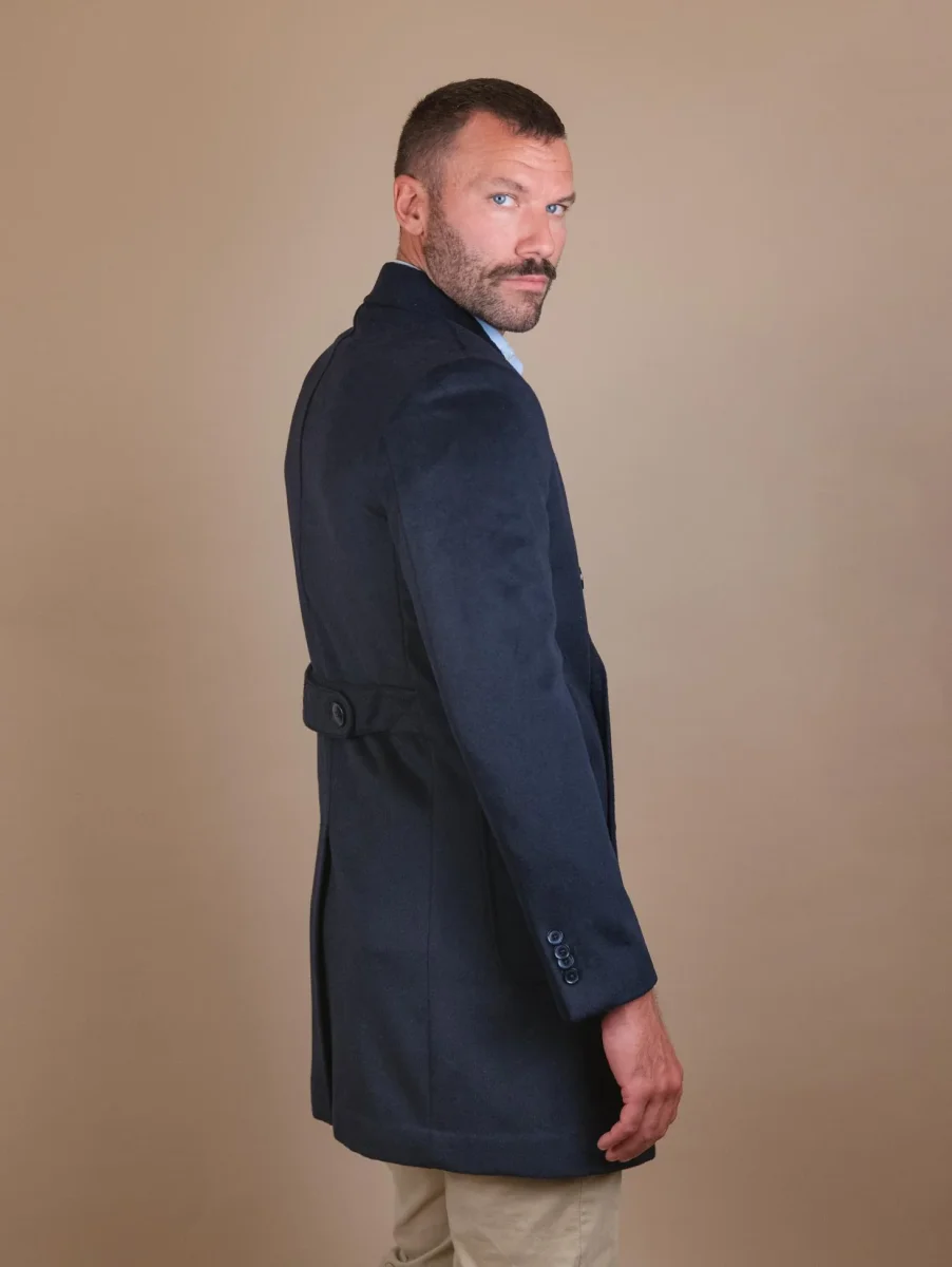 CAPPOTTO DOPPIOPETTO IN MISTO LANA BLU - immagine 3