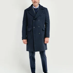 CAPPOTTO DOPPIOPETTO MISTO LANA BLU