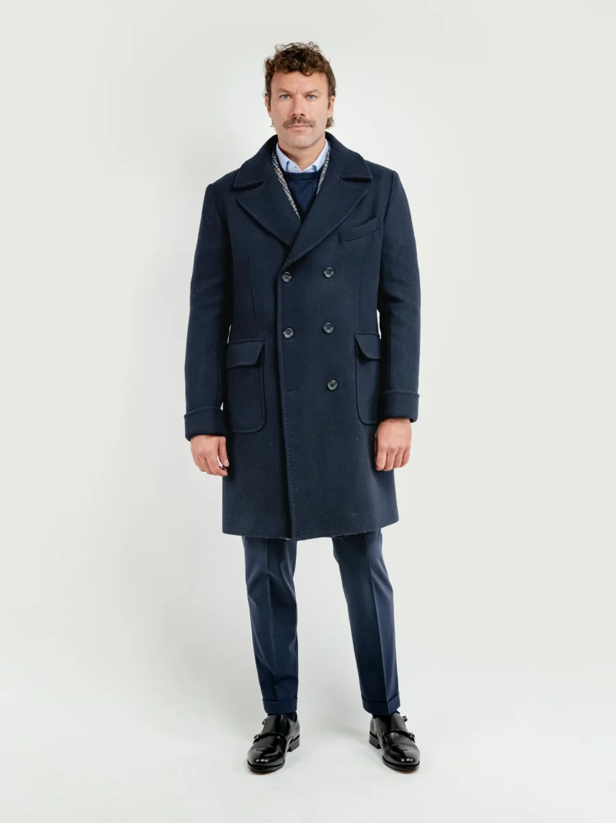 CAPPOTTO DOPPIOPETTO MISTO LANA BLU