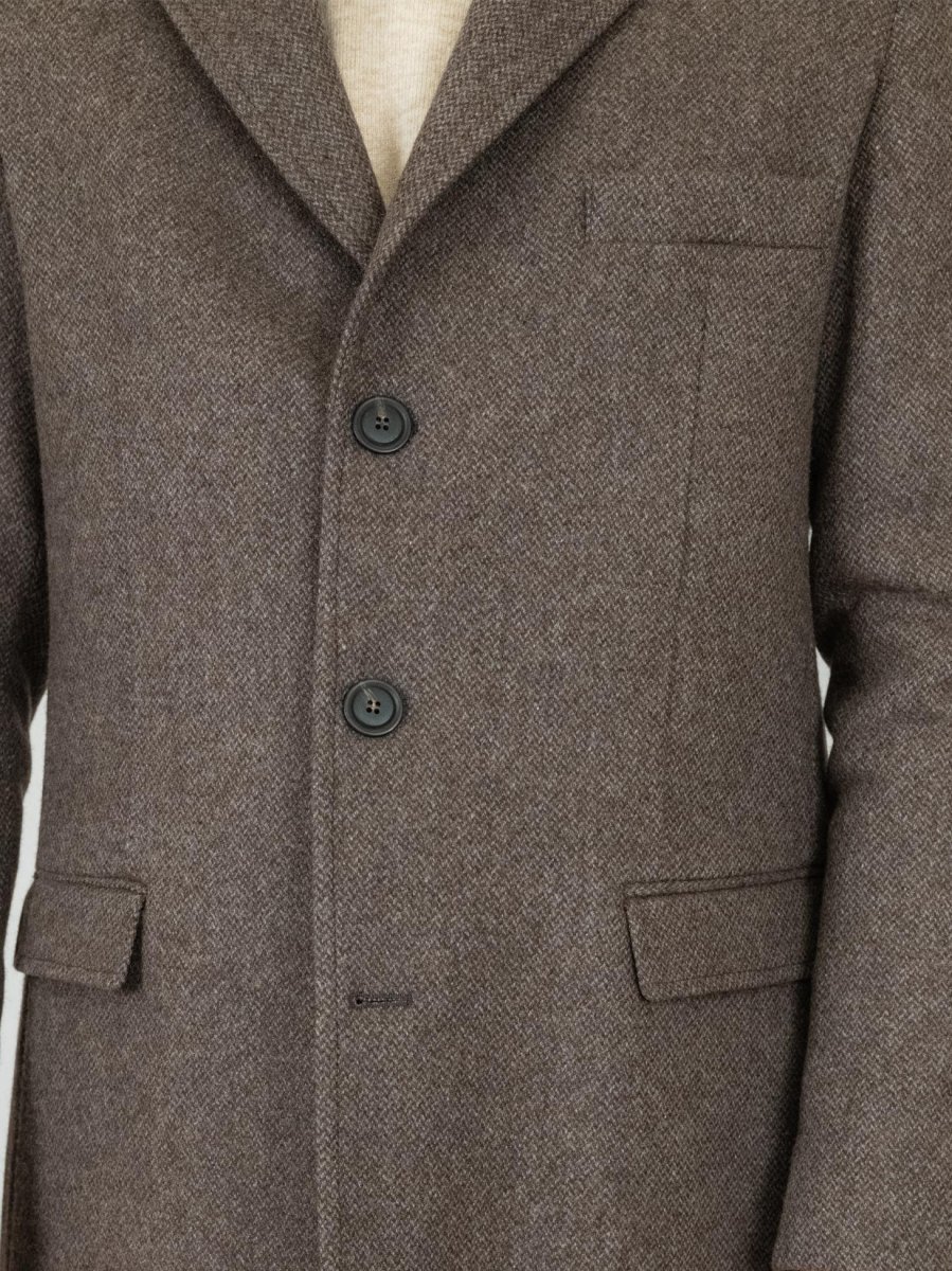 CAPPOTTO MONOPETTO IN LANA COLOR FANGO - immagine 5