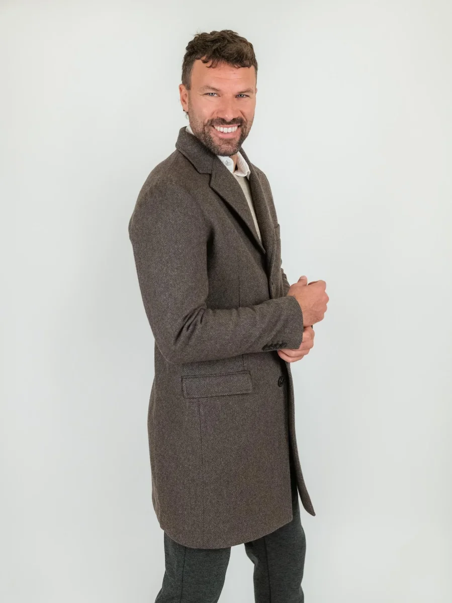 CAPPOTTO MONOPETTO IN LANA COLOR FANGO - immagine 3