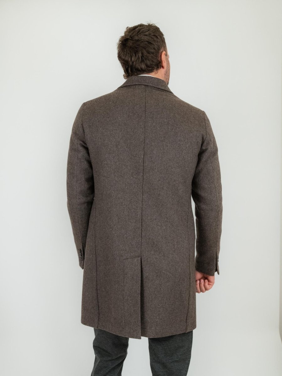 CAPPOTTO MONOPETTO IN LANA COLOR FANGO - immagine 4