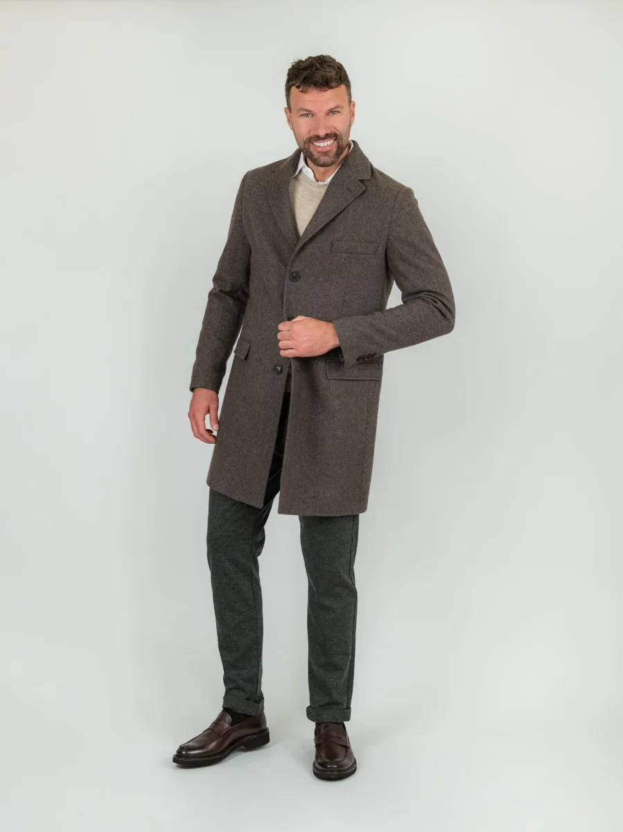 CAPPOTTO MONOPETTO IN LANA COLOR FANGO - immagine 6