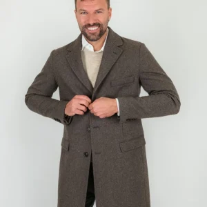 CAPPOTTO MONOPETTO IN LANA COLOR FANGO