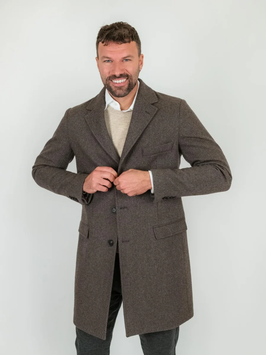 CAPPOTTO MONOPETTO IN LANA COLOR FANGO