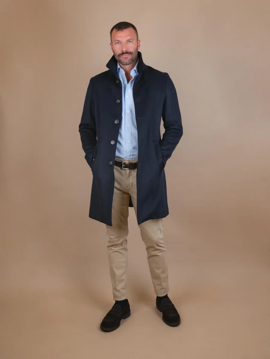 CAPPOTTO MONOPETTO IN MISTO LANA BLU - immagine 6