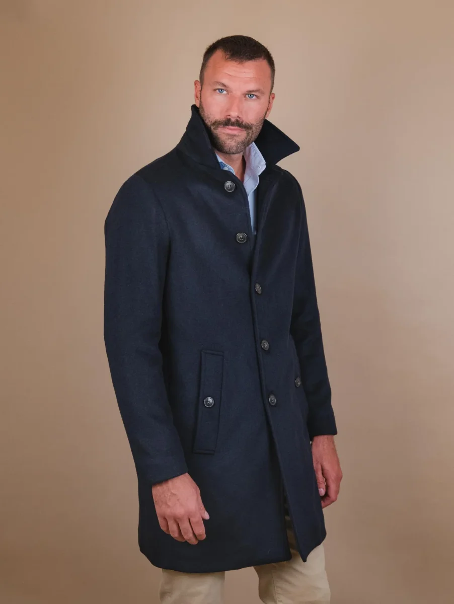 CAPPOTTO MONOPETTO IN MISTO LANA BLU - immagine 3