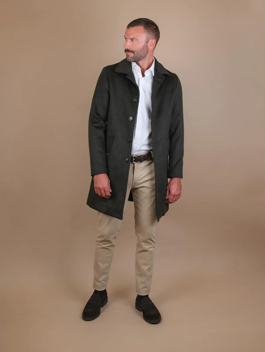 CAPPOTTO MONOPETTO IN MISTO LANA VERDE - immagine 5