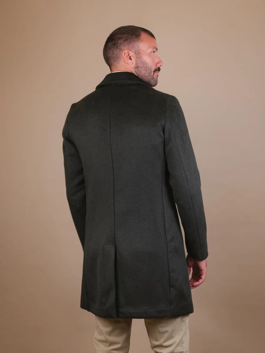 CAPPOTTO MONOPETTO IN MISTO LANA VERDE - immagine 4