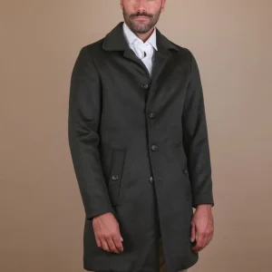 CAPPOTTO MONOPETTO IN MISTO LANA VERDE