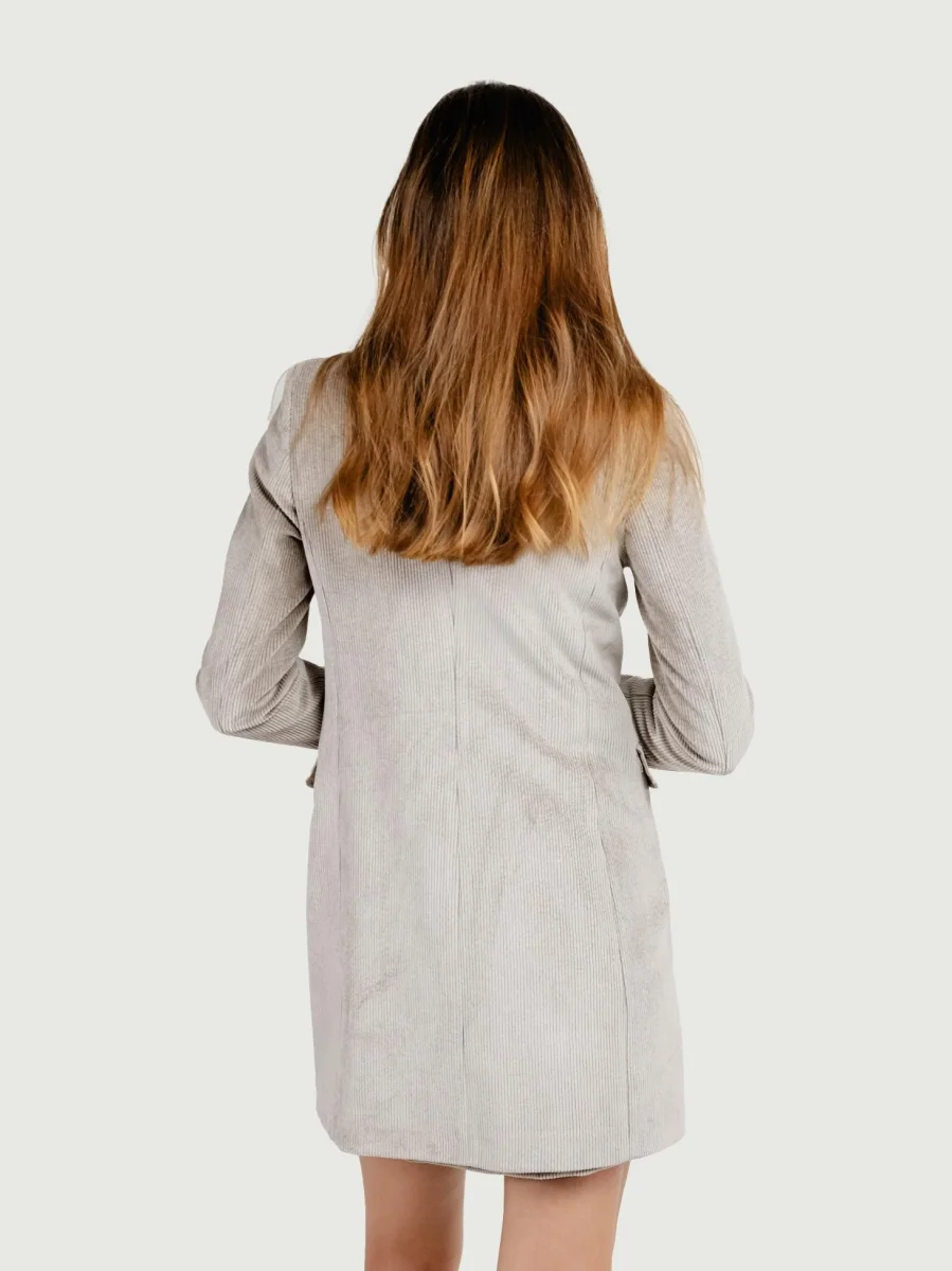 CAPPOTTO MONOPETTO IN VELLUTO A COSTE BEIGE - immagine 5