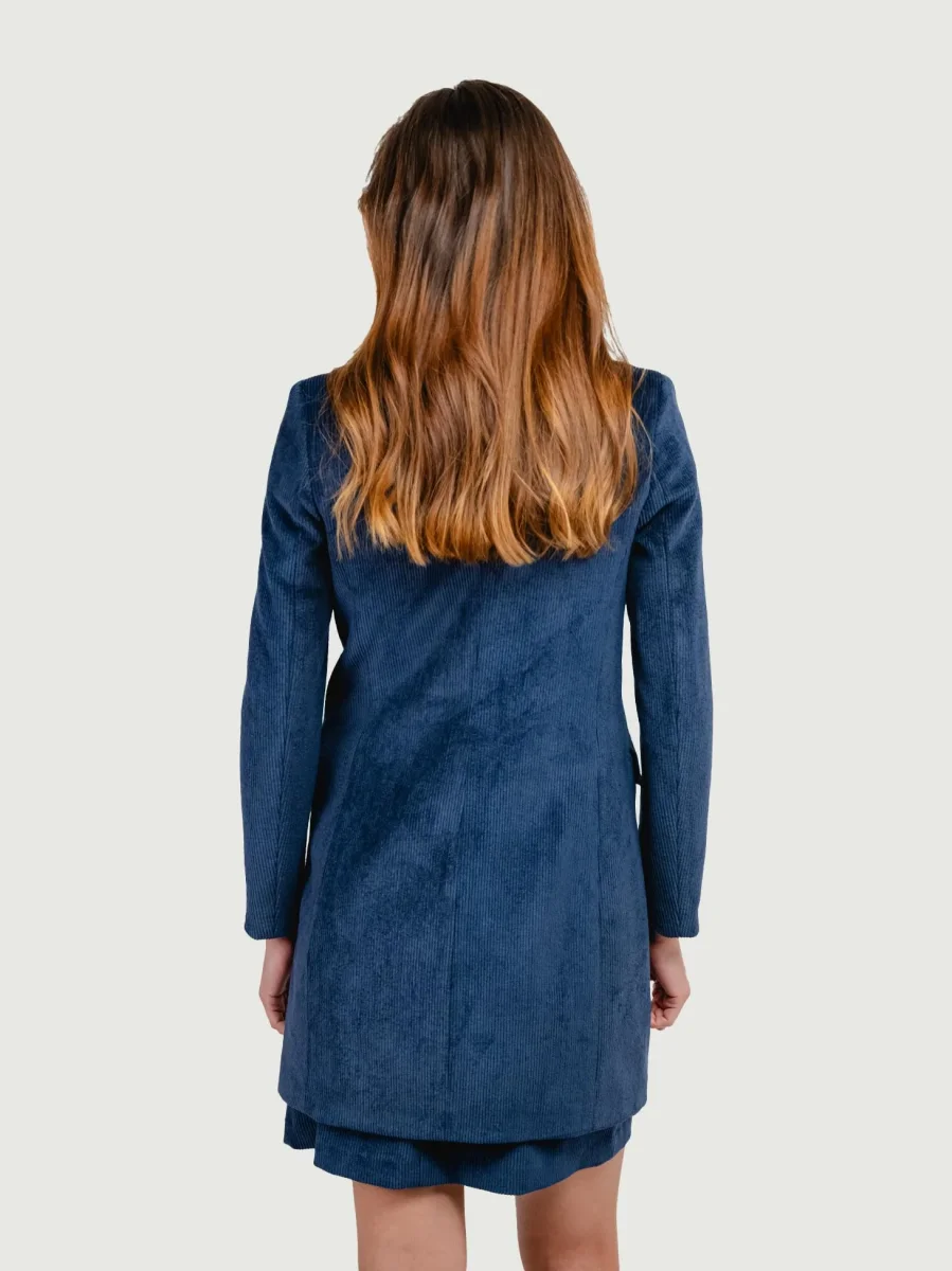 CAPPOTTO MONOPETTO IN VELLUTO A COSTE BLU NAVY - immagine 4