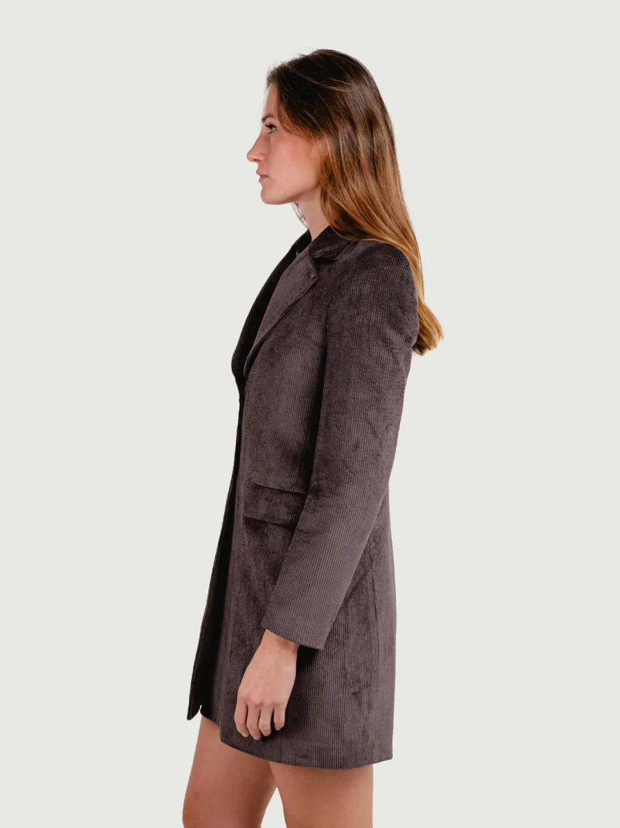 CAPPOTTO MONOPETTO IN VELLUTO A COSTE TESTA MORO - immagine 4