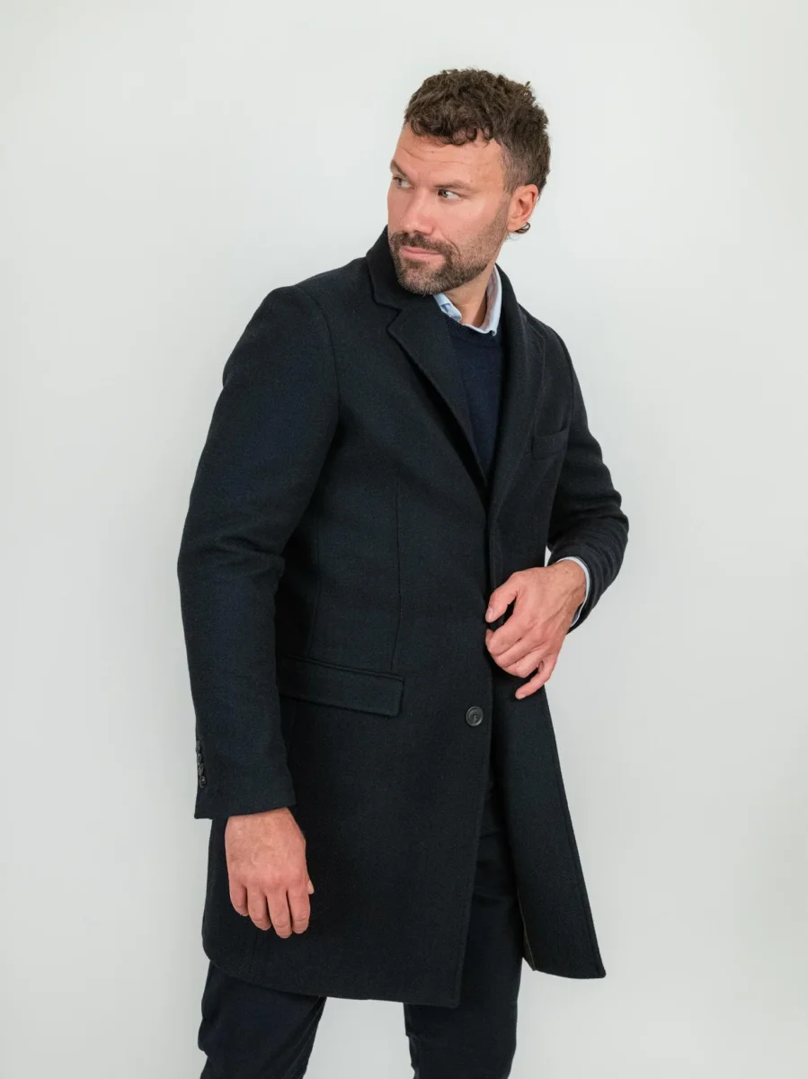 CAPPOTTO MONOPETTO in lana BLU - immagine 3