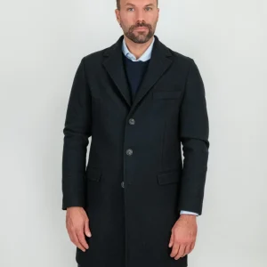 CAPPOTTO MONOPETTO in lana BLU