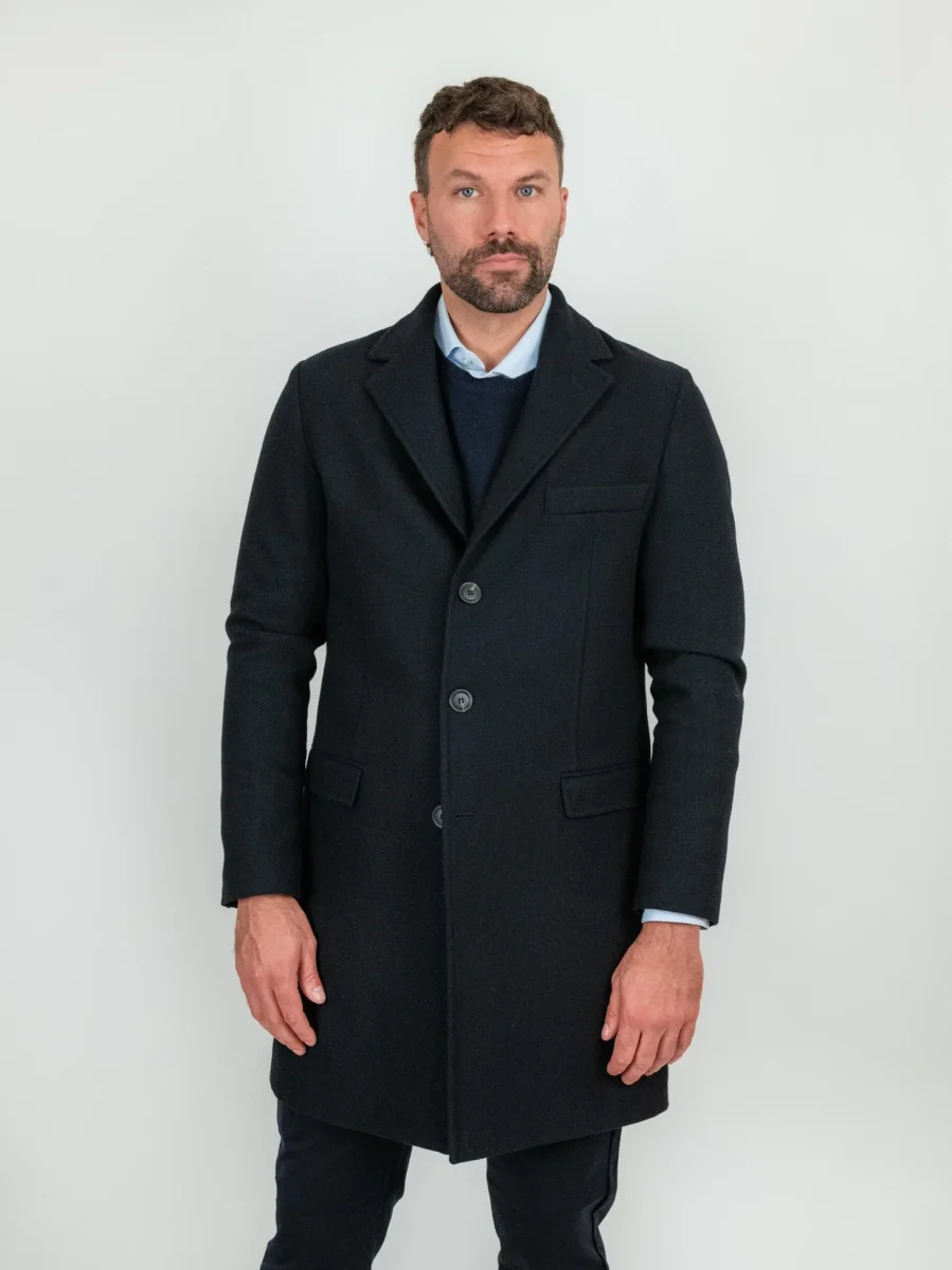 CAPPOTTO MONOPETTO in lana BLU