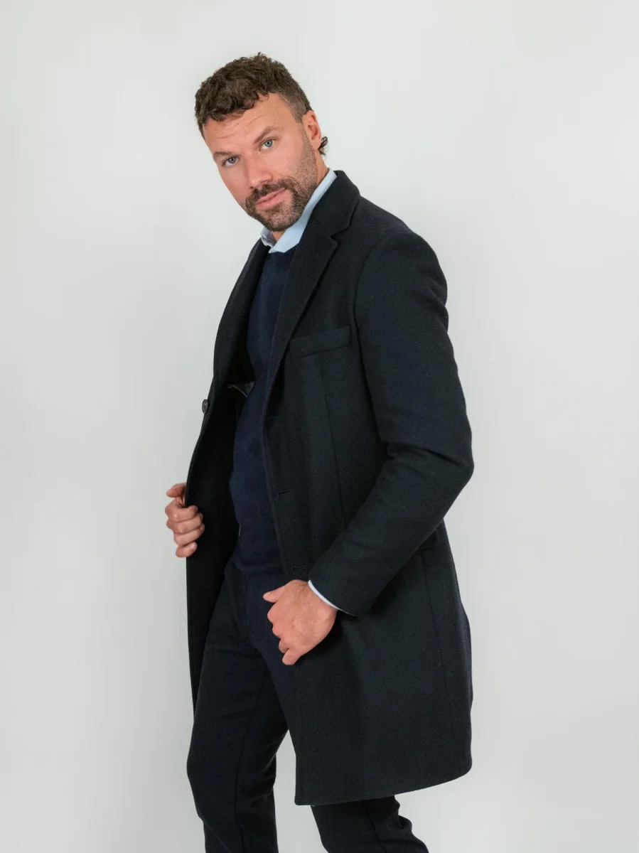 CAPPOTTO MONOPETTO in lana BLU - immagine 4