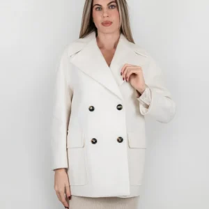 CAPPOTTO PEACOAT CON MAXI REVERS PANNA
