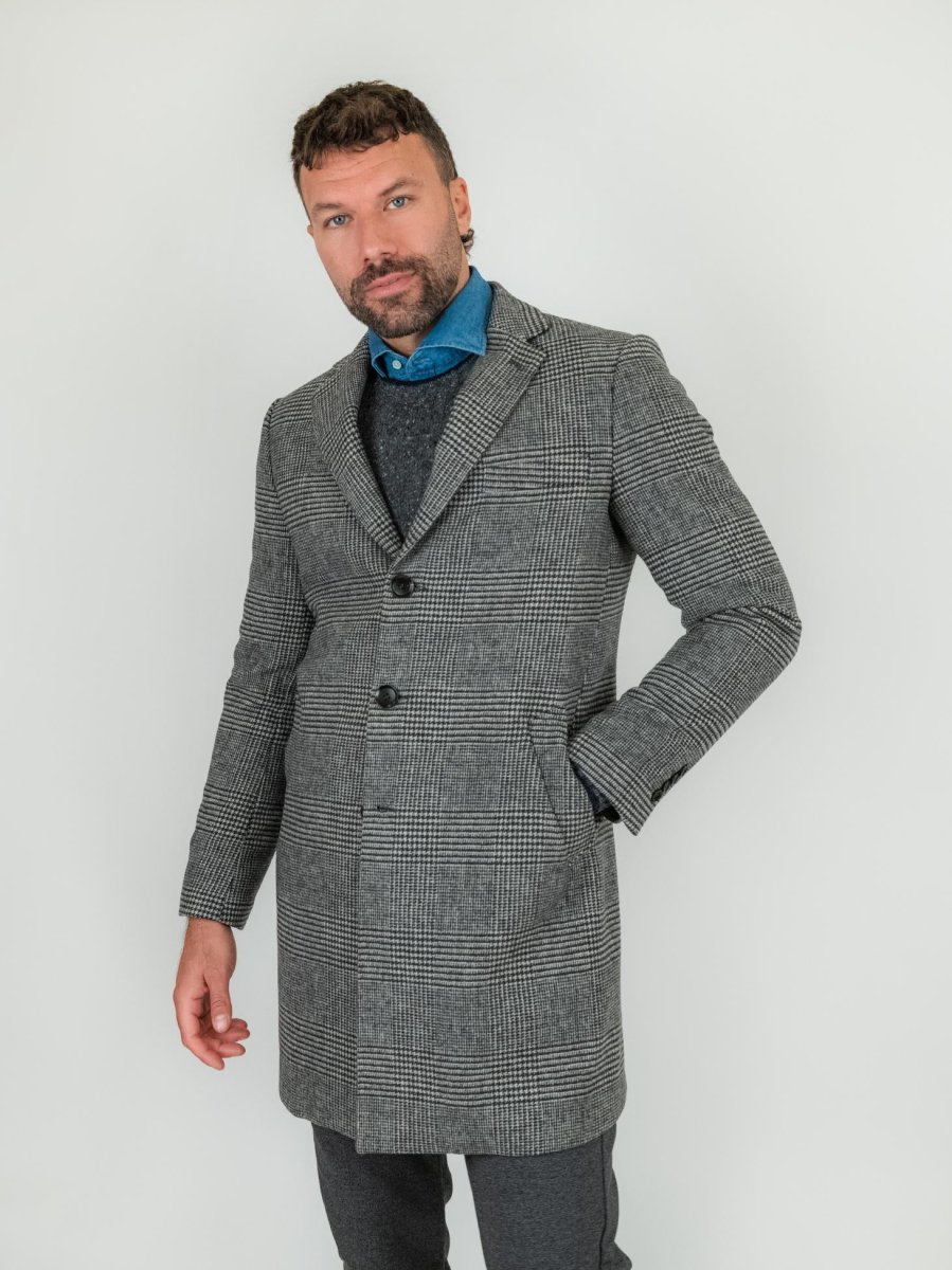 CAPPOTTO pied de poule grigio