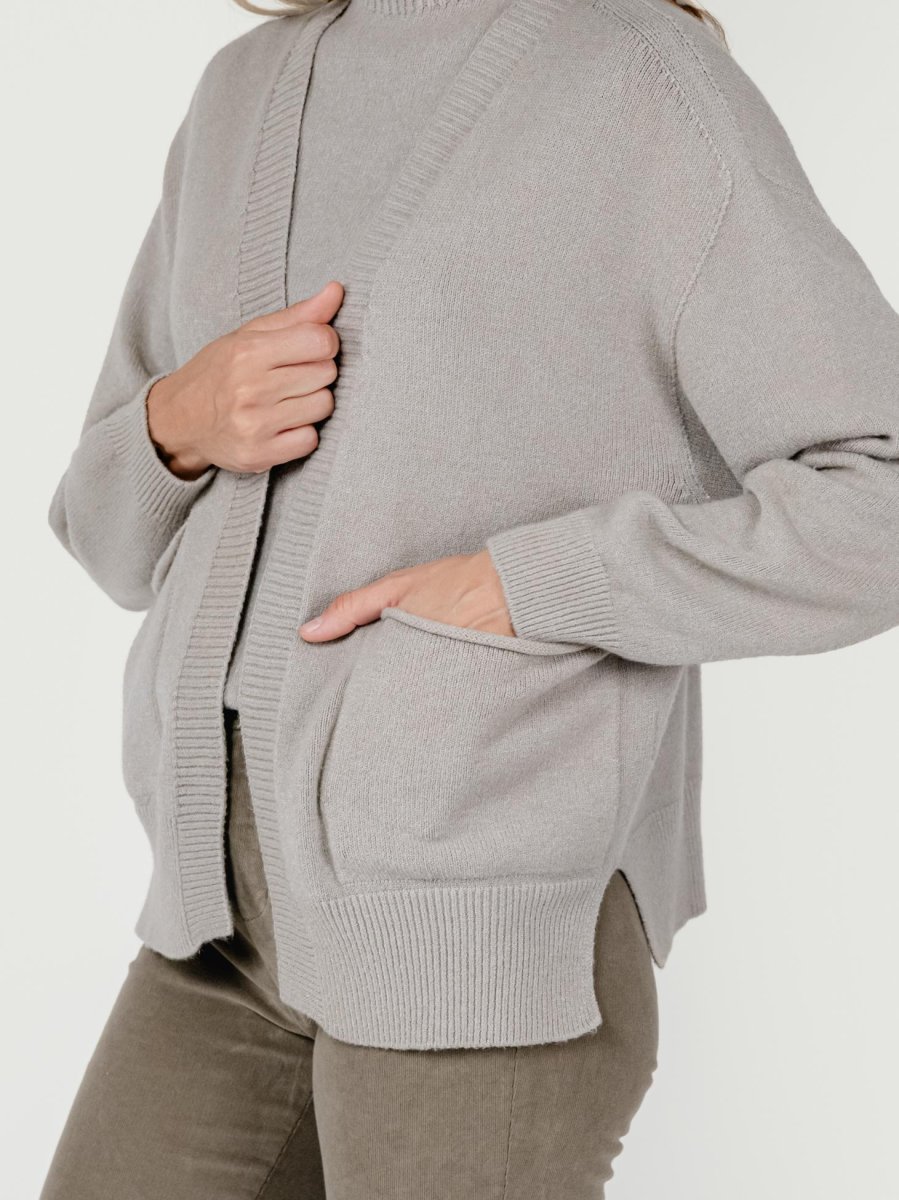 CARDIGAN APERTO COLOR TORTORA - immagine 5