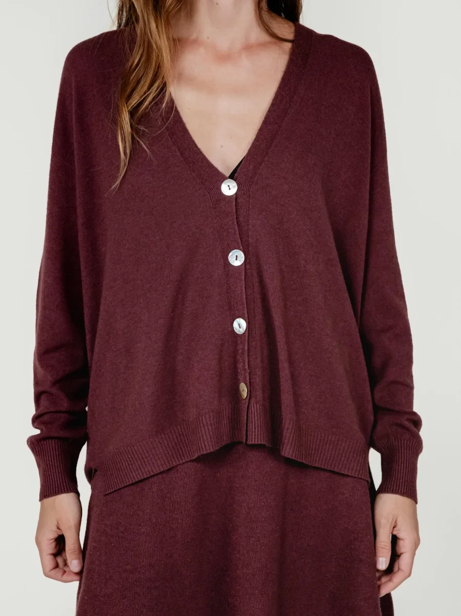 CARDIGAN CON BOTTONI BORDEAUX - immagine 5