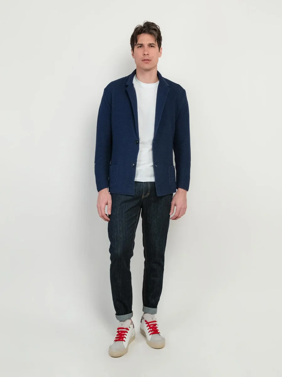 CARDIGAN IN COTONE BLU - immagine 3