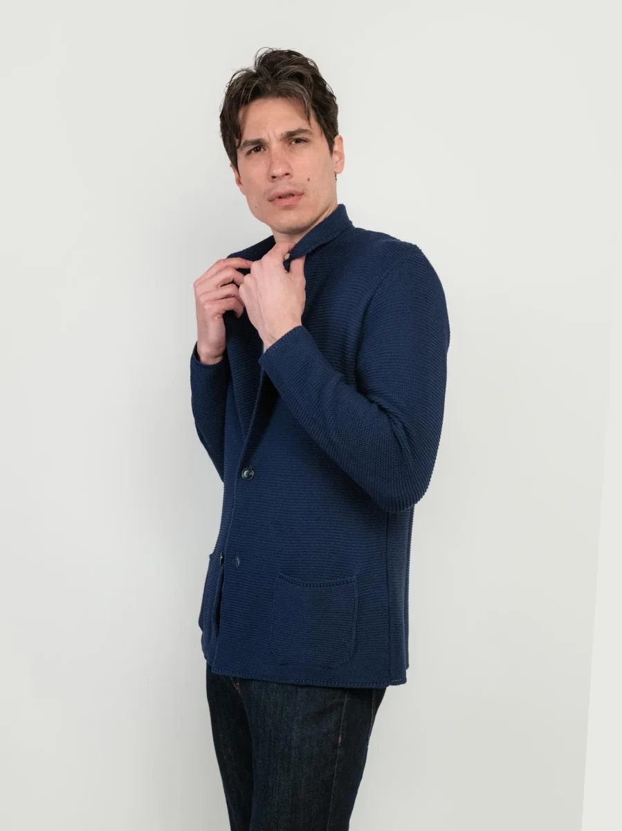 CARDIGAN IN COTONE BLU - immagine 4