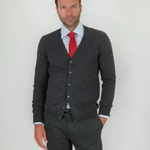 CARDIGAN IN LANA E CASHMERE ANTRACITE