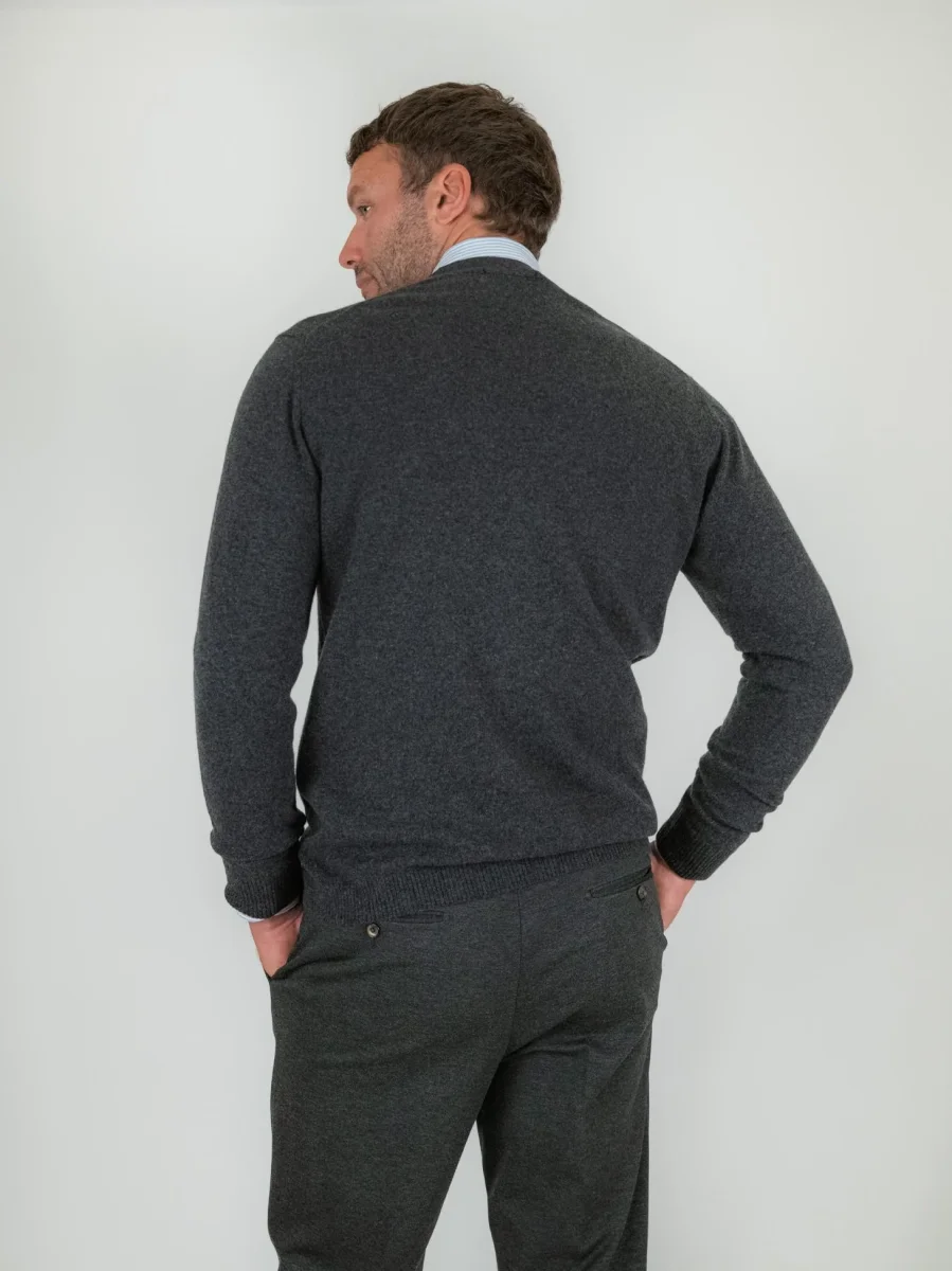 CARDIGAN IN LANA E CASHMERE ANTRACITE - immagine 4