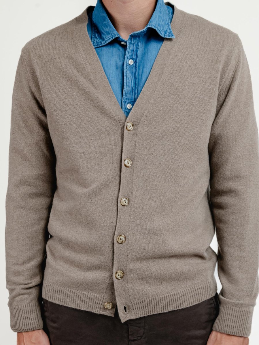 CARDIGAN IN LANA MERINO E CASHMERE SABBIA - immagine 5