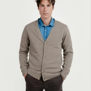 CARDIGAN IN LANA MERINO E CASHMERE SABBIA