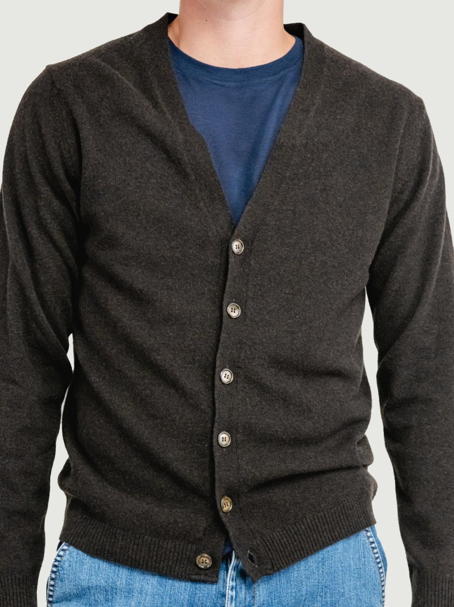 CARDIGAN IN LANA MERINO E CASHMERE TESTA MORO - immagine 5