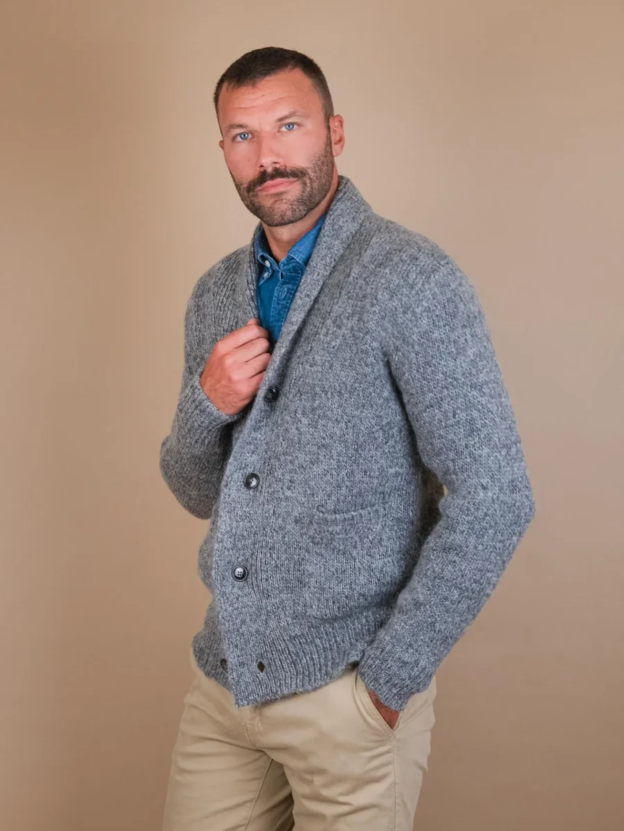 CARDIGAN IN MISTO LANA IN FANTASIA MELANGE GRIGIO - immagine 3