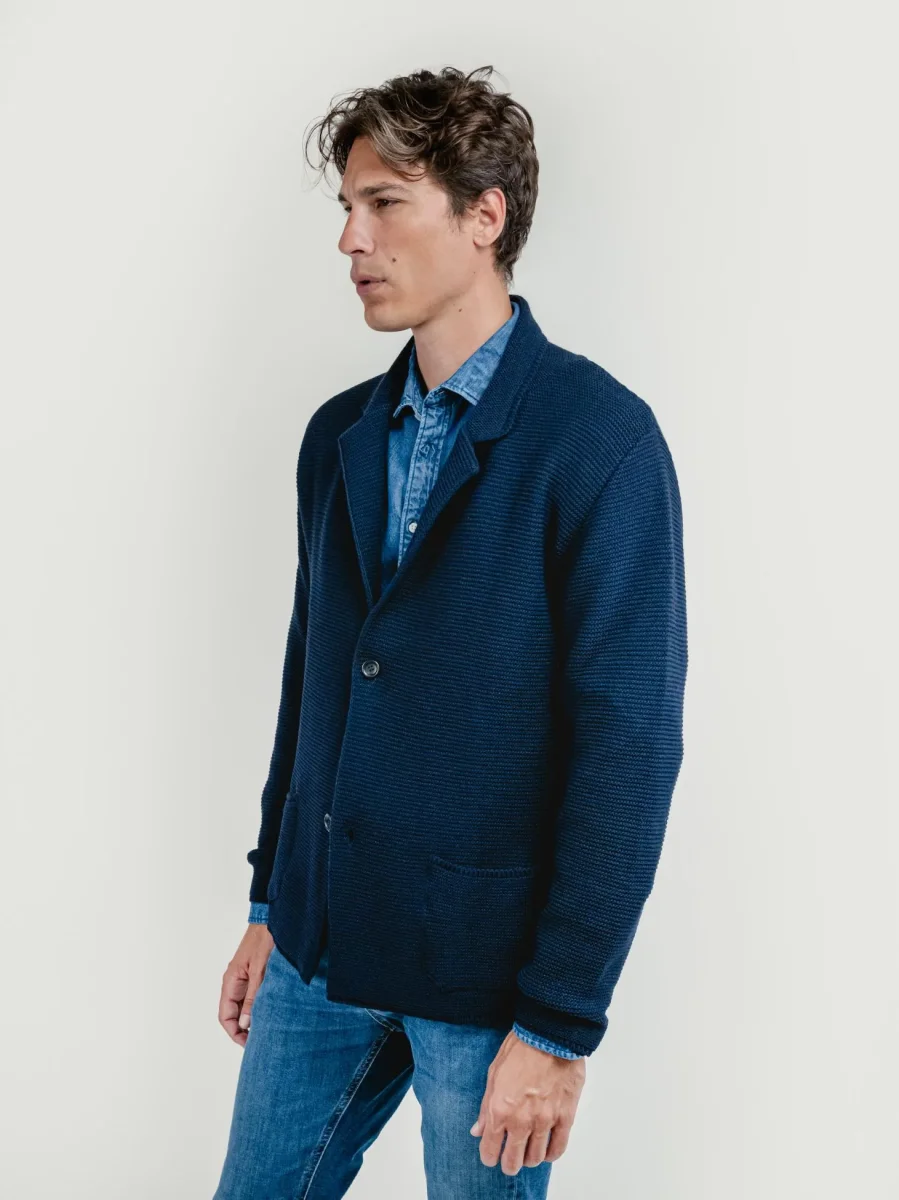CARDIGAN MISTO LANA BLU - immagine 3