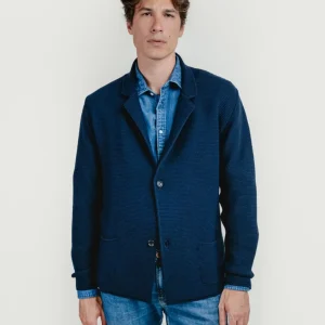 CARDIGAN MISTO LANA BLU