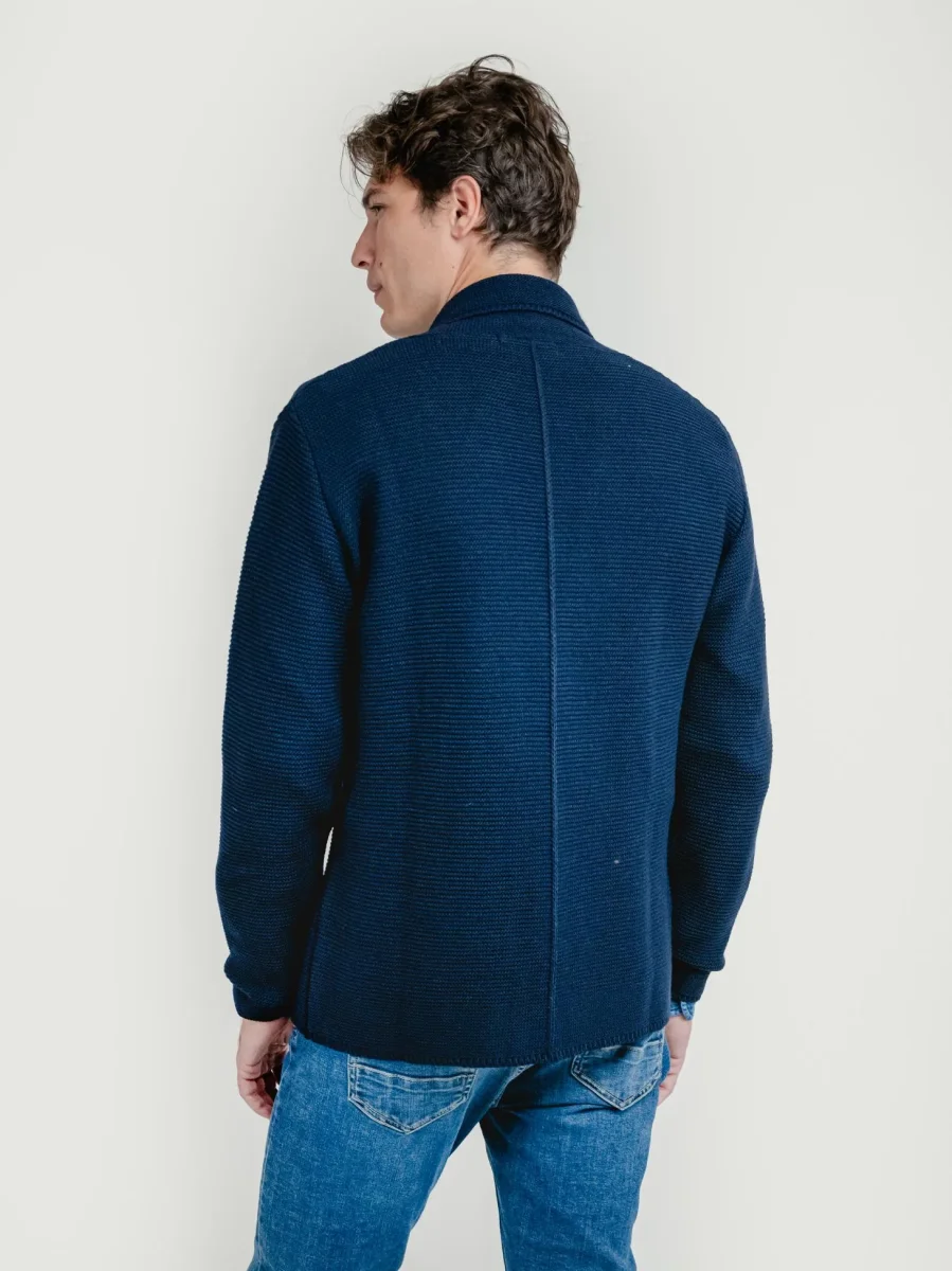 CARDIGAN MISTO LANA BLU - immagine 4