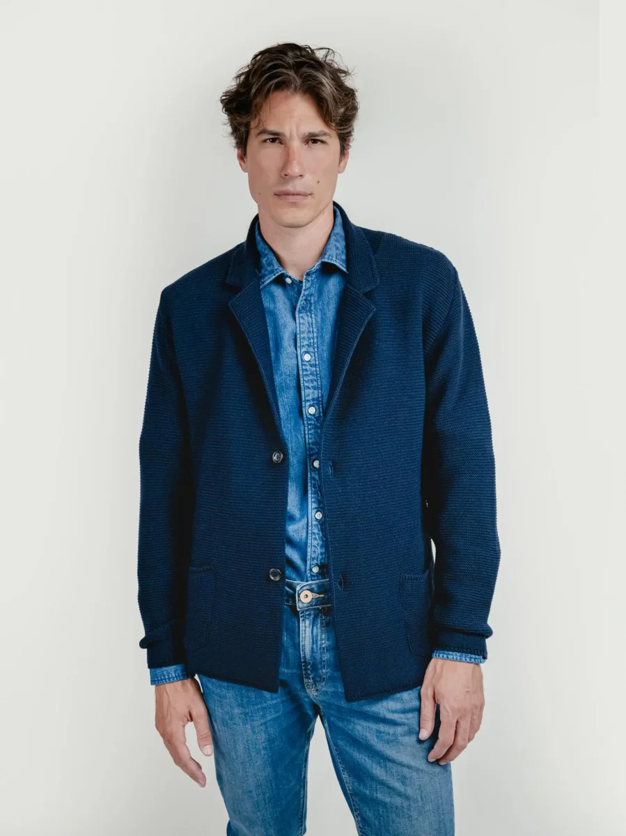 CARDIGAN MISTO LANA BLU - immagine 6