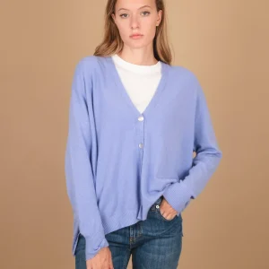 CARDIGAN OVER  CON BOTTONI IN MADREPERLA AZZURRO