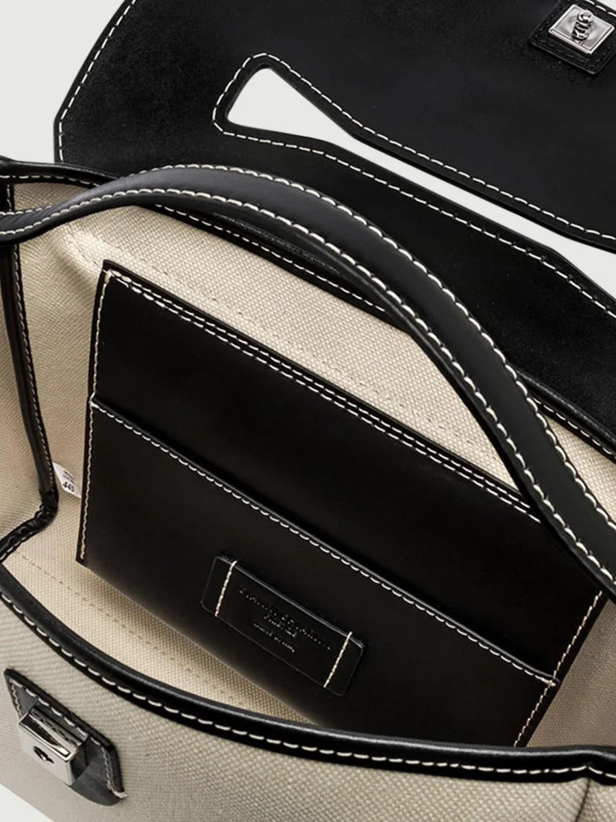 CARTELLA CLIO GRANDE IN TESSUTO E PELLE NERA - immagine 6