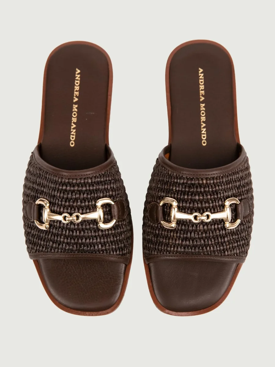 CIABATTINA IN RAFIA MARRONE - immagine 5