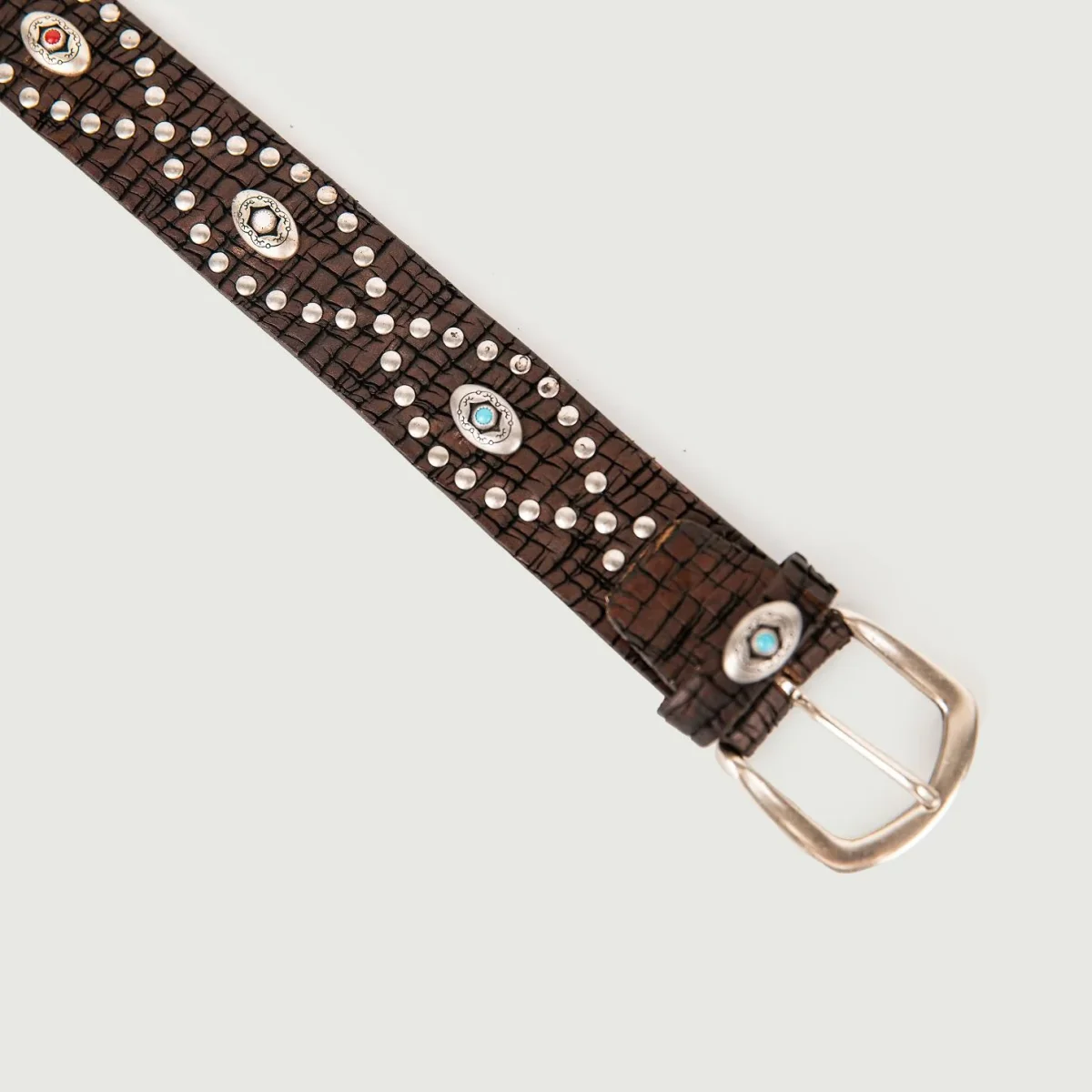 CINTURA con borchie IN PELLE LAVORATA CUOIO - immagine 3