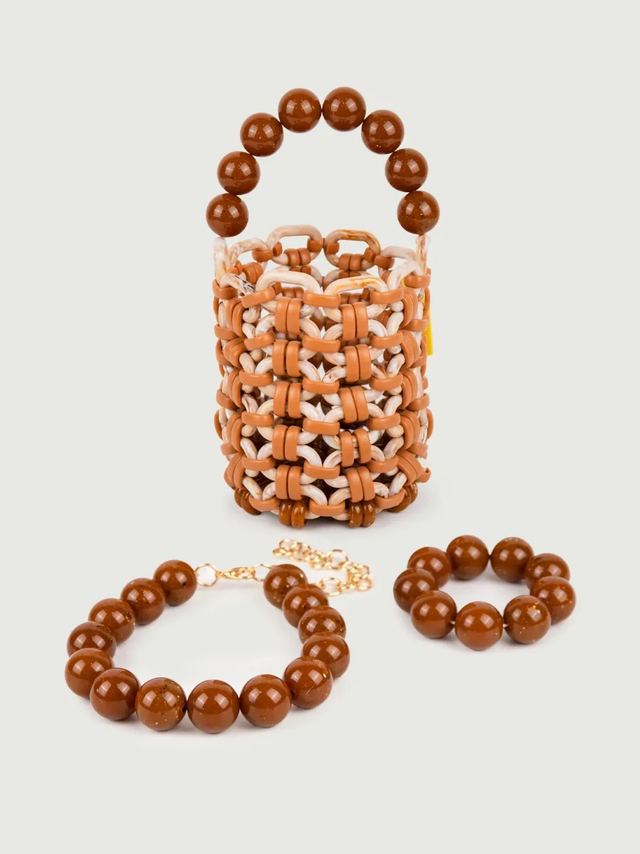 COLLANA BUBBLE IN RESINA CARAMELLO - immagine 5