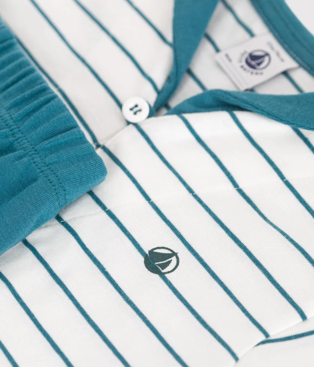 COMPLETO 2 PEZZI CON T-SHIRT A RIGHE E SHORTS TINTA UNITA - immagine 5