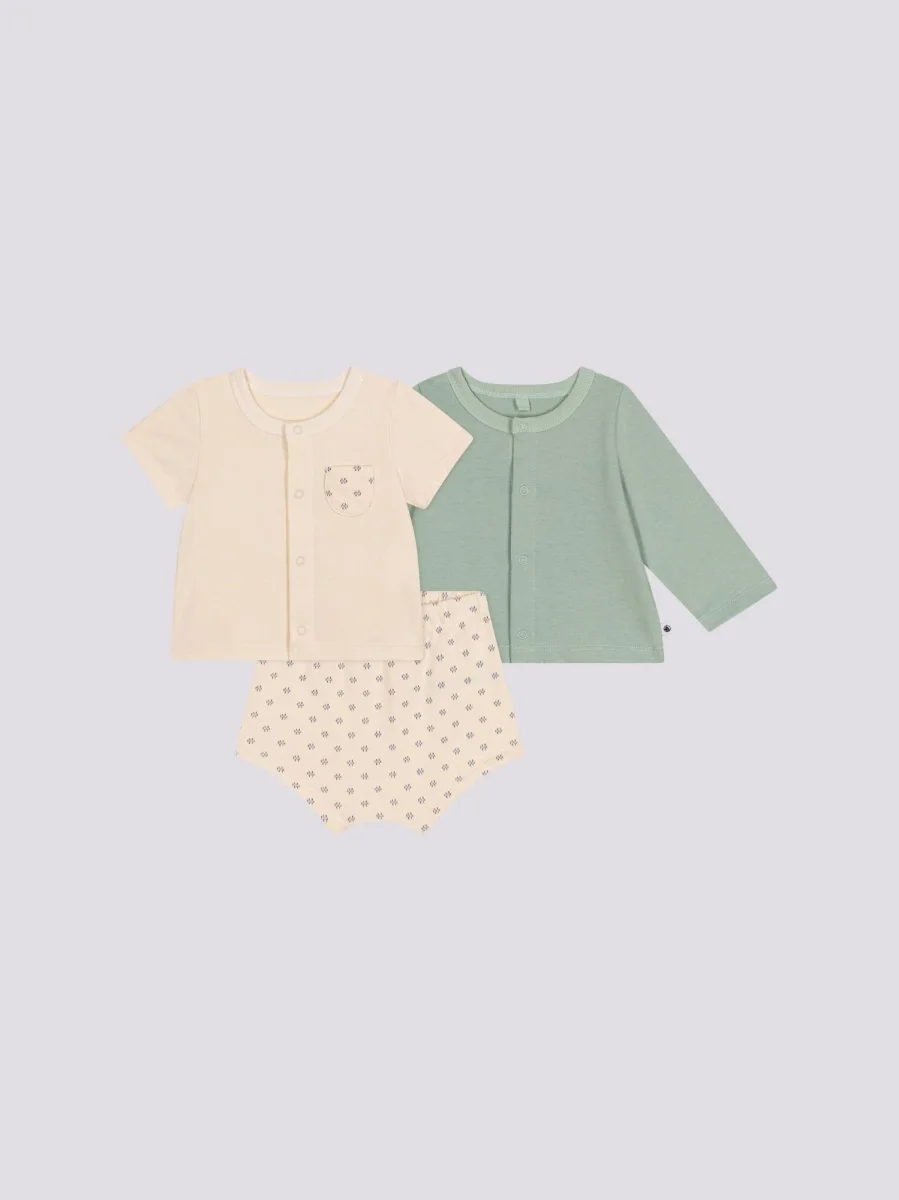 COMPLETO 3 PEZZI BEBÈ IN JERSEY LEGGERO