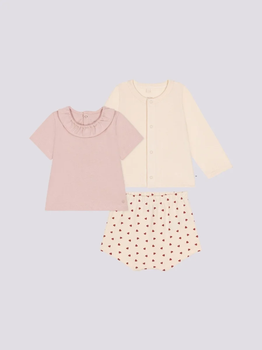 COMPLETO 3 PEZZI BEBÈ IN JERSEY LEGGERO